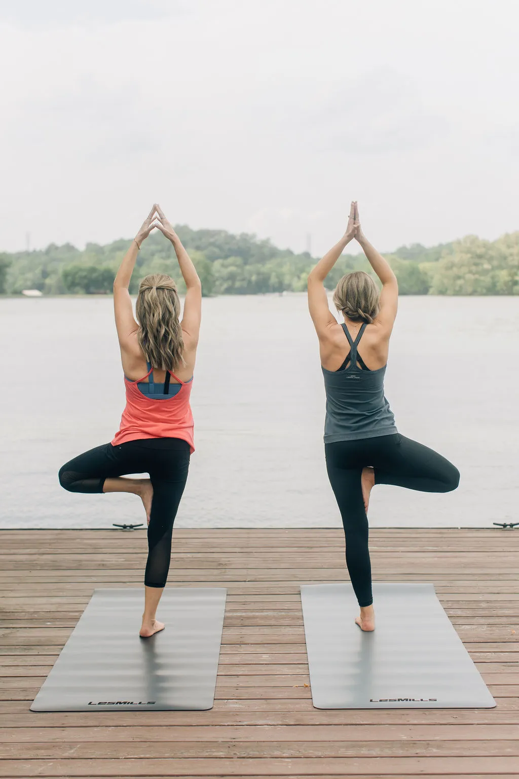 Kim and Kalee practicing the Tree Pose.