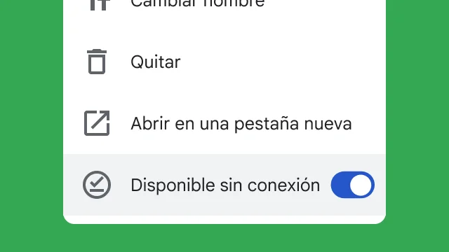 Un interruptor que permite a los usuarios acceder a sus archivos mientras trabajan sin conexión.