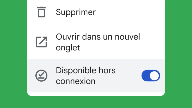 Bouton d'activation permettant à l'utilisateur d'accéder à ses fichiers pour travailler hors connexion.