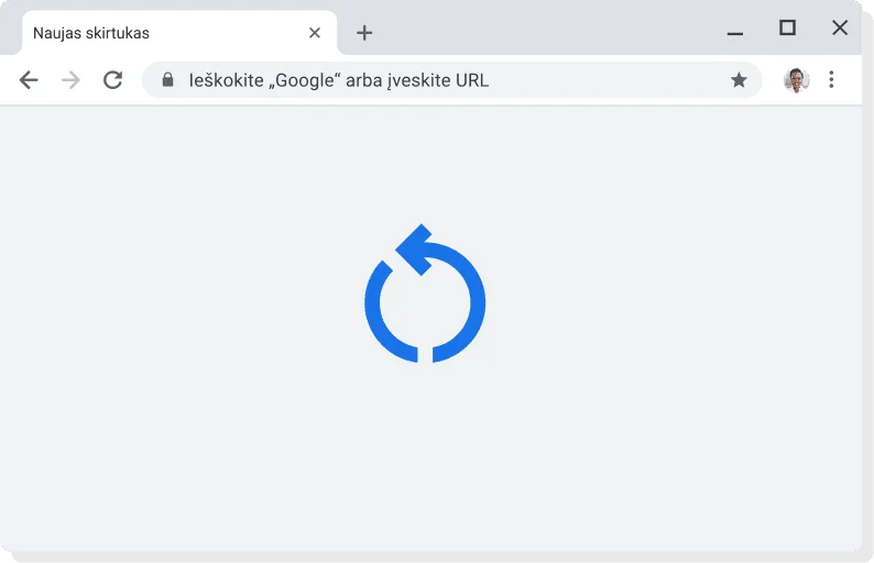 „Chrome“ UI su taikoma atnaujinimo piktograma