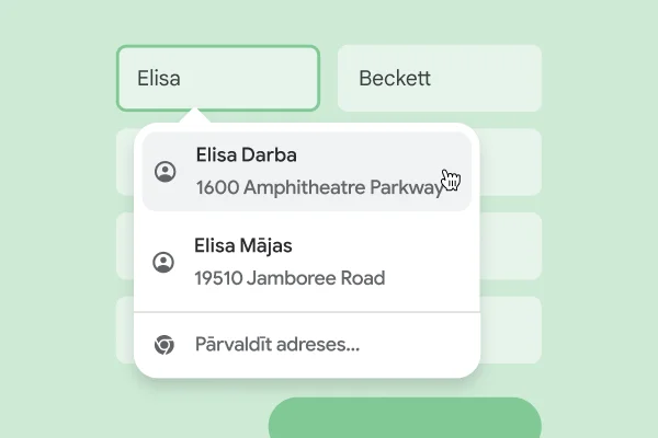 Lietotājs var nekavējoties ievadīt savu vārdu un adresi veidlapā, izmantojot automātisko aizpildi.