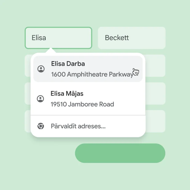 Lietotājs var nekavējoties ievadīt savu vārdu un adresi veidlapā, izmantojot automātisko aizpildi.