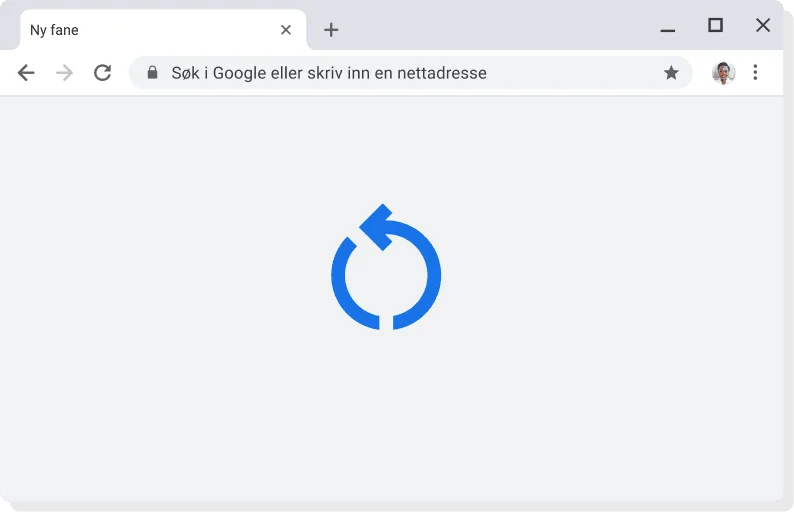 Chrome-UI med ikon for installering av oppdatering
