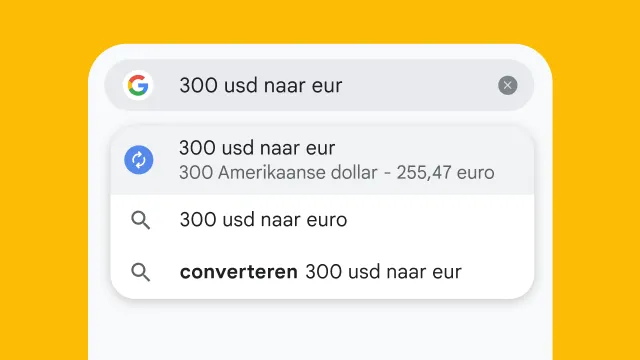 Een gebruiker typte '300 usd naar eur' in de adresbalk van Chrome en dat leverde direct resultaten op.