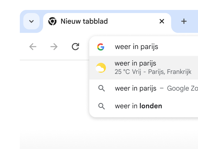 Een gebruiker typte 'weer in Parijs' in de adresbalk van Chrome en dat leverde direct resultaten op.